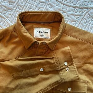 Poncho Men's Casual Button Down Shirt - Tan with Pearl Snap Western